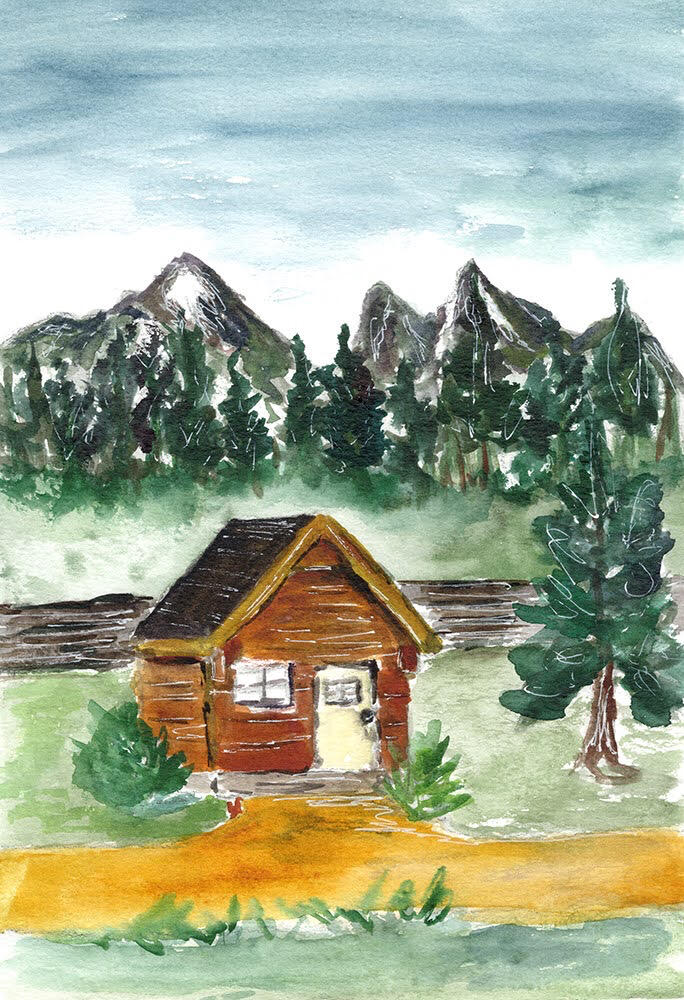 cabin in the wild watercolor and ink We stopped at a small campground in the southern Yukon for a pint of local cider and breathtaking views.