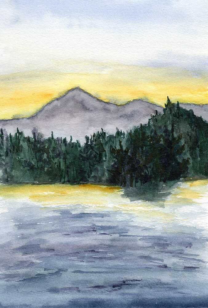distant shores watercolor First painting session of the trip as we departed British Columbia on our way to the Inside Passage.