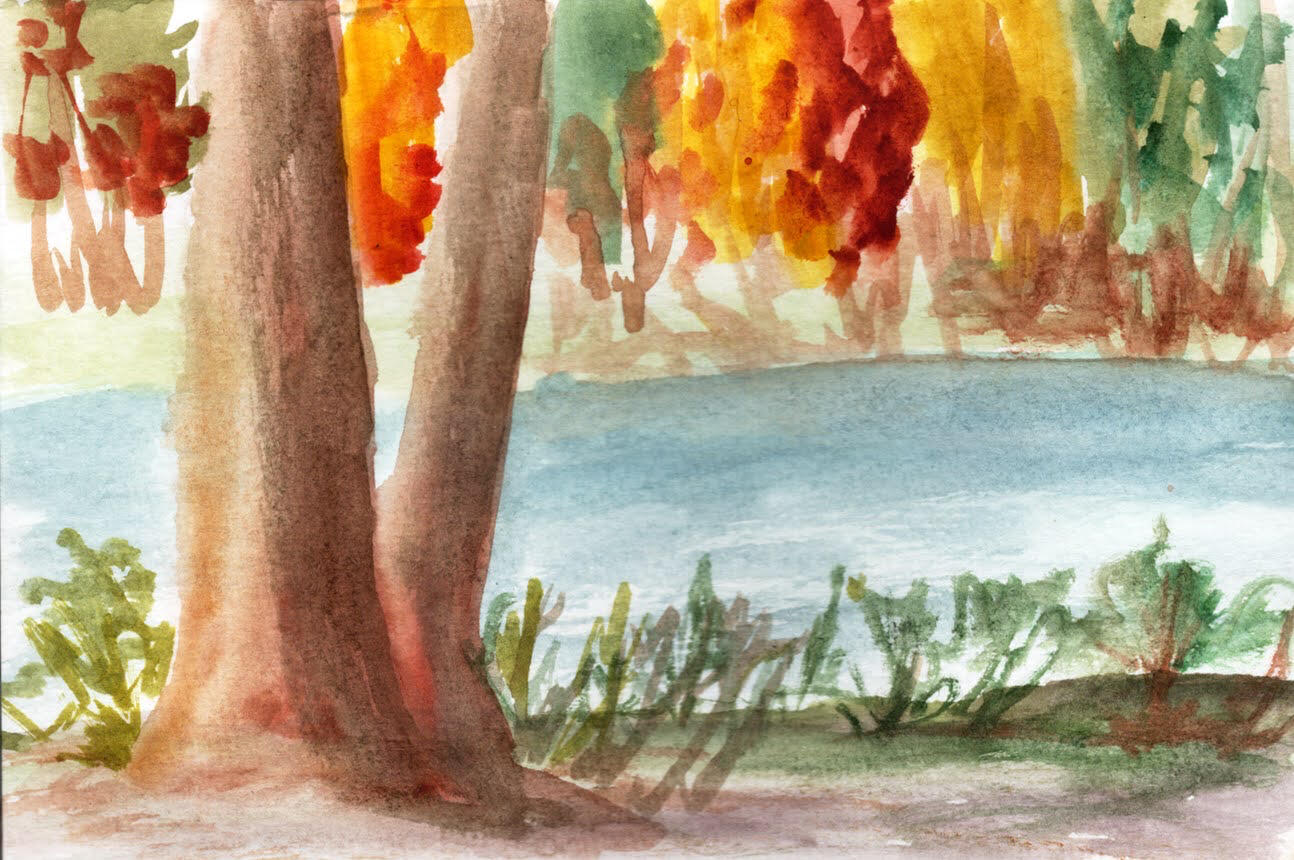 Little Tennessee River watercolor on cold press Along the Little Tennessee River Greenway.