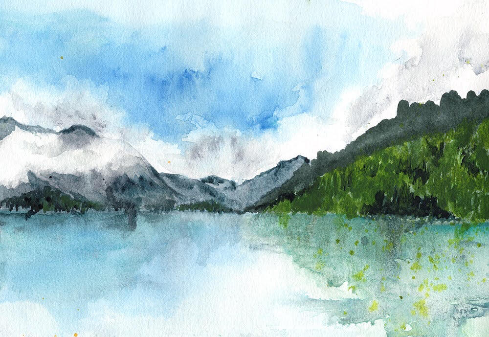 tormented valley watercolor The arctic tundra of the Tormented Valley was full of greens and blues this time of year.