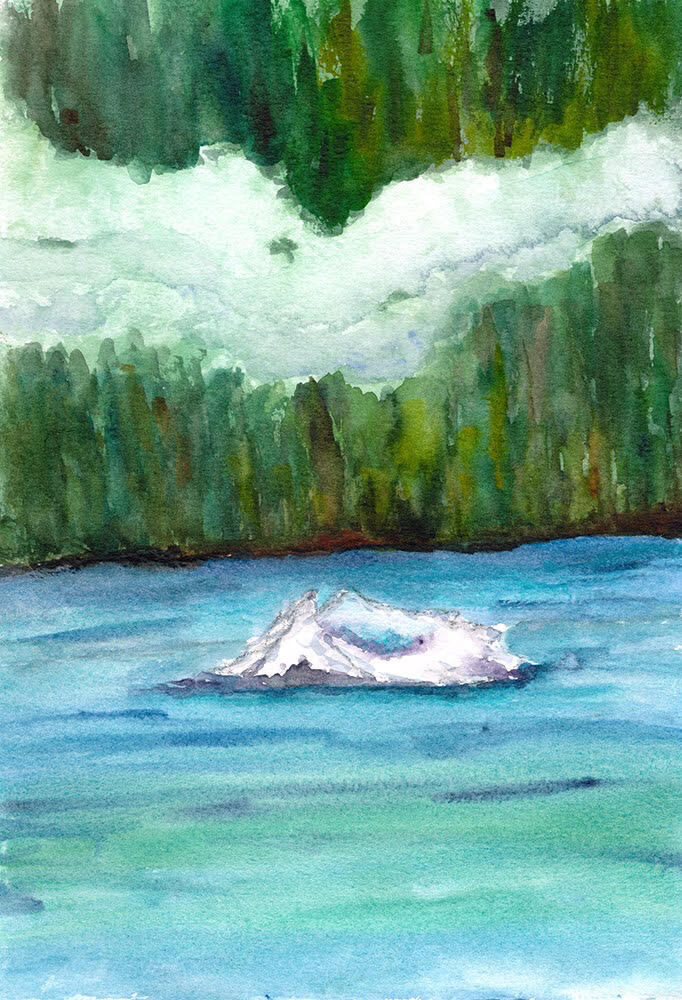 iceberg straight ahead watercolor First time seeing icebergs as we traveled through the Endicott Arm