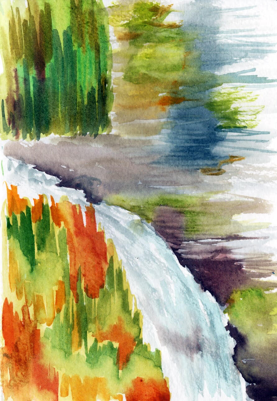 Tallulah Falls watercolor on cold press A brief study of the waterfall, from about 650 feet above the gorge.